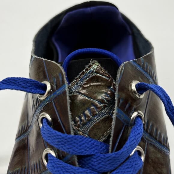 Donald Pliner Alligator Print Shoes Mens 11 Pierce Brown Leather Blue Lace Up main image 9